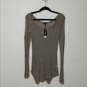 Express Women's Taupe Long Sleeve Top